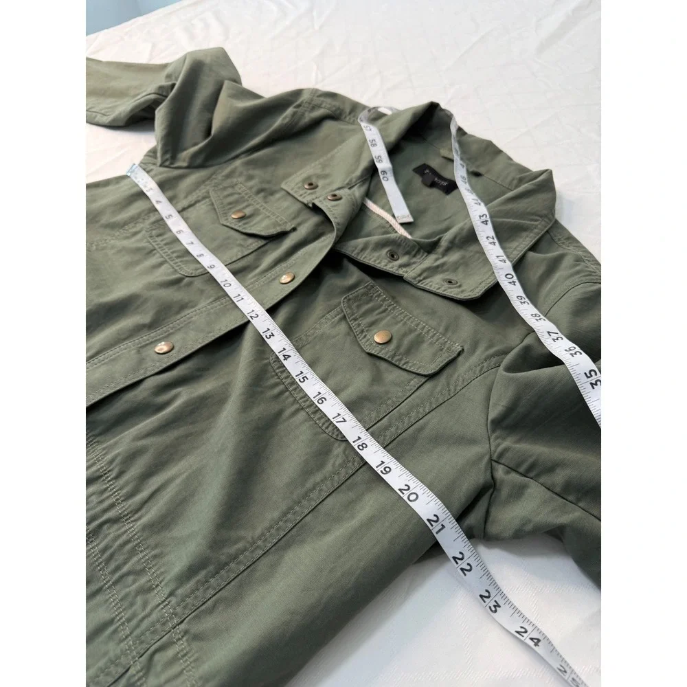 Talbots Olive Green Utility Jacket Womens XL Button Snap Military Gorpcore Chic - Picture 7 of 9